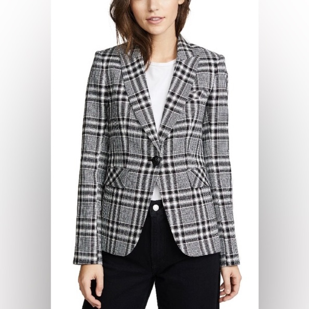 Veronica Beard Ada Dickey Jacket Black Blue Plaid Size 2 - Picture 2 of 9